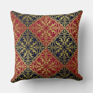 Cojín Decorativo Renacimiento Medieval Herald León Leopardo Metálic