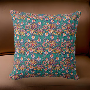 Cojín Decorativo Renaissance Verde Azul Dorado Naranja Medieval