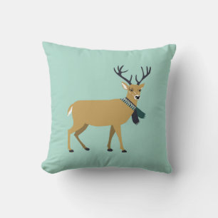 Cojín Decorativo Reno con una bufanda de invierno (animal Navidad)