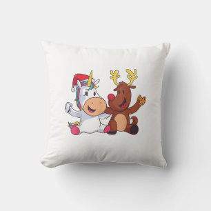 Cojín Decorativo Reno Rudolph Navidad Reno Unicornio de Nariz Roja