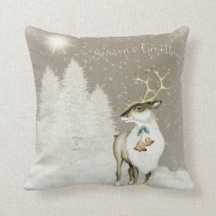 Cojín Decorativo Reno rústico adorable en invierno