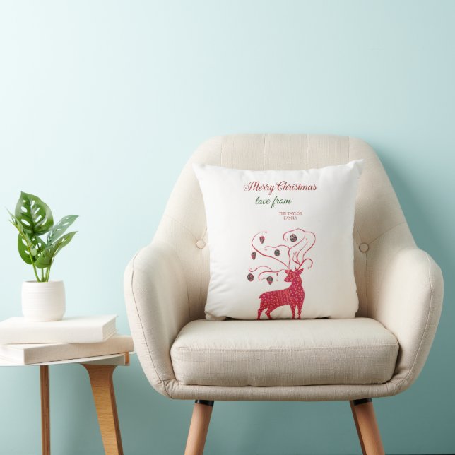 Cojín Decorativo Renodeer Rojo Acuarela Navidad (Silla)
