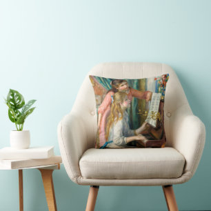 Cojín Decorativo Renoir Dos Niñas en el Piano Imprimir Música Arte