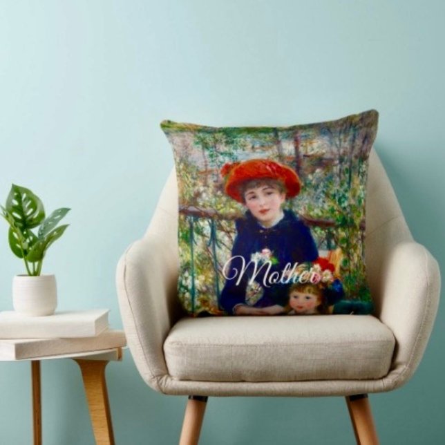 Cojín Decorativo Renoir’s Mother and Child Throw Pillow   (Cozy throw pillow that reminds Mom she’s loved—perfect Mother’s Day home accent.)