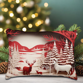 Cojín Decorativo Renos 3D en invierno forestal