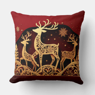 Cojín Decorativo Renos Navideños Festivos – Bosque Ornamentado