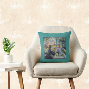 Cojín Decorativo Renovación de arte vintage - Almuerzo en el restau