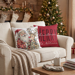 Cojín Decorativo Renovado Santa reno Navidad personalizado