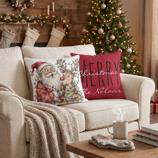 Cojín Decorativo Renovado Santa reno Navidad personalizado