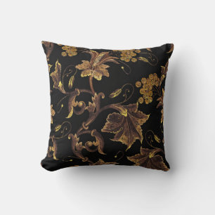 Cojín Decorativo Rentabilidad del bordado racentista dorado floral 