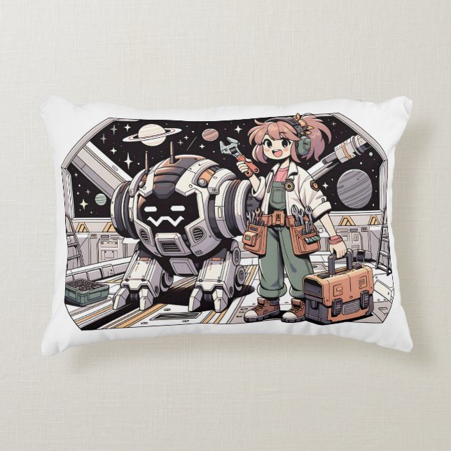 Cojín Decorativo reparación de herramientas mecánicas de robots chi (Anverso)