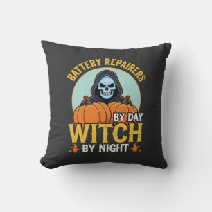 Cojín Decorativo Reparador De Pilas De Halloween Bruja Por La Noche