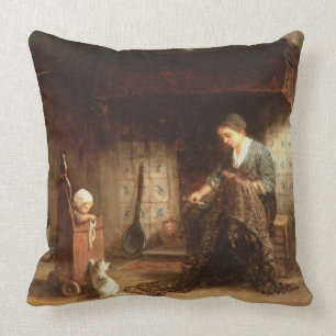 Cojín Decorativo Reparando las redes (aceite en el panel)