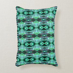 Cojín Decorativo Repetición de dibujo verde que genera varias forma