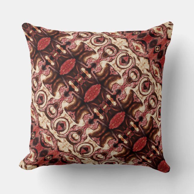 Cojín Decorativo Repetición de formas con tonos leñosos y manchas (Anverso)