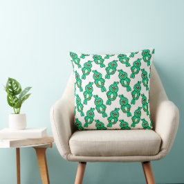 Cojín Decorativo Repetición de pájaro verde Cuidado Patrón Quirky A