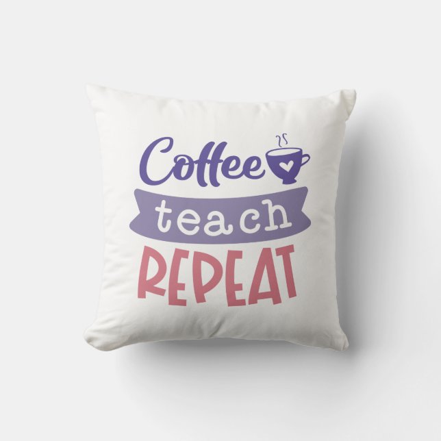 Cojín Decorativo Repetición de prueba de café (Anverso)