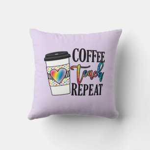 Cojín Decorativo Repetición de Teach de Café - Vida Divertida Del P
