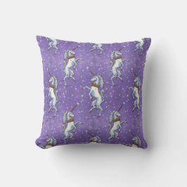 Cojín Decorativo Repetición púrpura del purpurina del unicornio