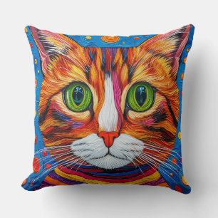 Cojín Decorativo Representación colorida de la cara de un gato