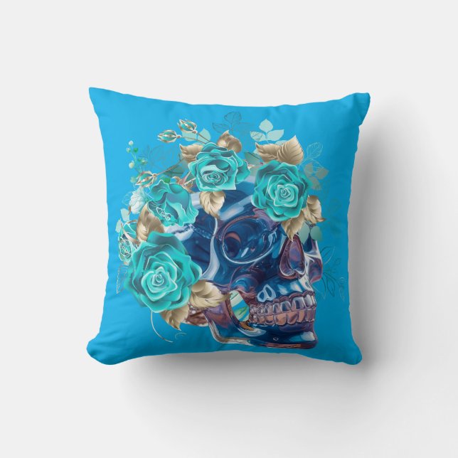 Cojín Decorativo Requiem de Flor Azul (Anverso)