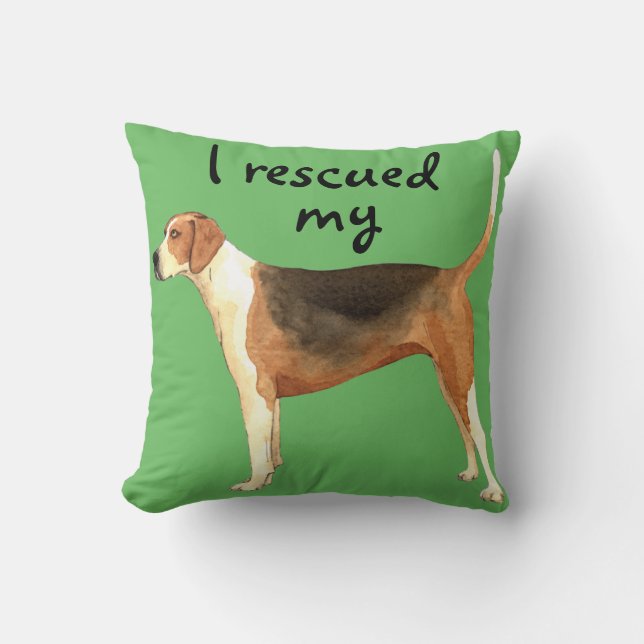 Cojín Decorativo Rescate de Foxhound Estadounidense (Anverso)