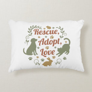 Cojín Decorativo Rescue, Adopt, Love