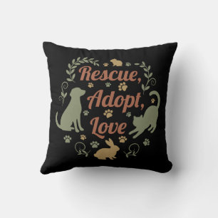 Cojín Decorativo Rescue, Adopt, Love