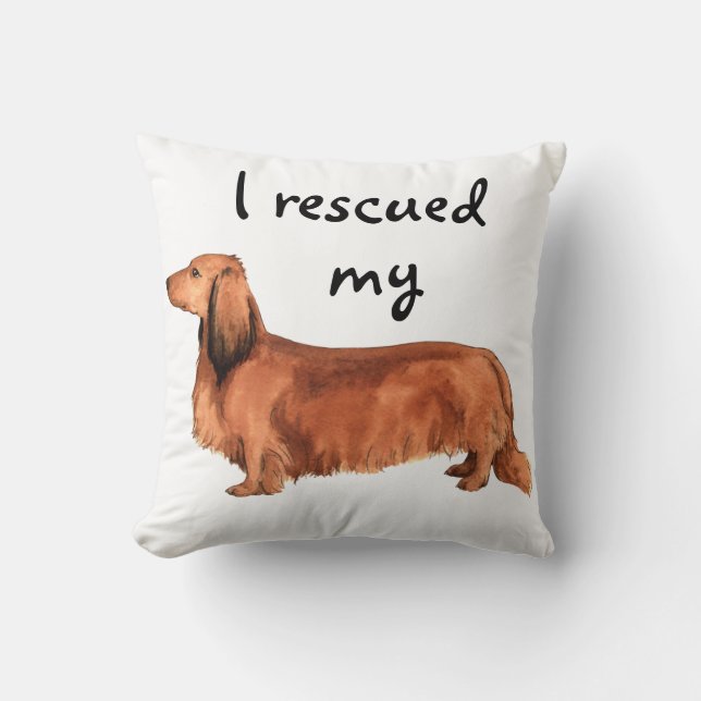 Cojín Decorativo Rescue Longhaed Dachshund (Anverso)