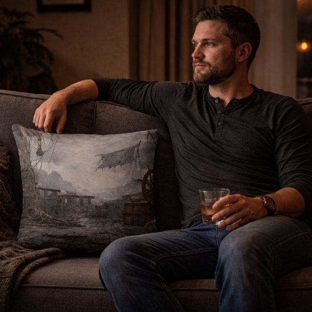 Cojín Decorativo Residuo de tormenta — Secuelas de barco pirata Coj (Subido por el creador)