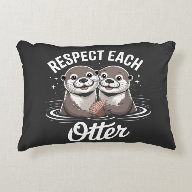 Cojín Decorativo Respeto de Nutria Mutuo Divertido (Anverso)