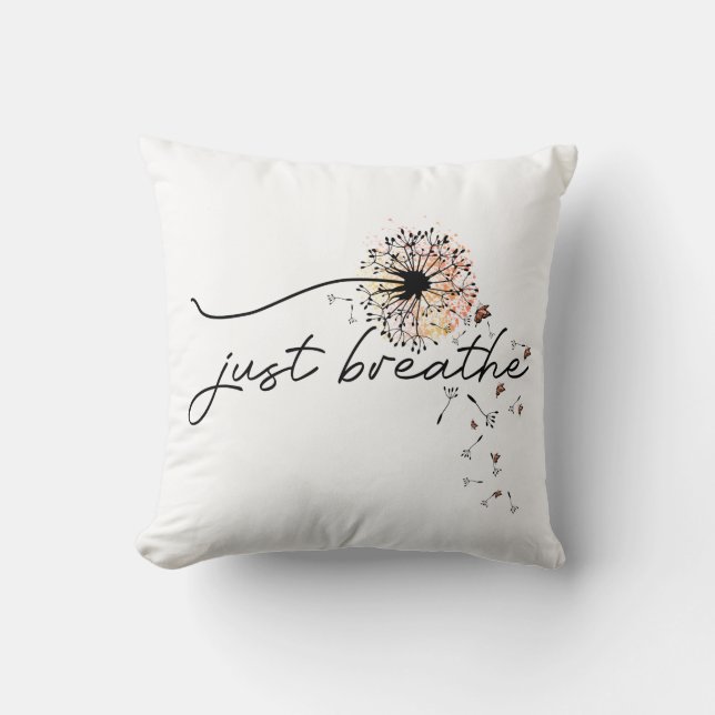 Cojín Decorativo Respira Dandelion Butterfly Inspiración Yoga (Anverso)