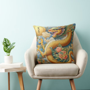 Cojín Decorativo Respire Fire Chinoiserie Dragon Gold
