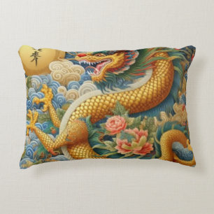 Cojín Decorativo Respire Fire Chinoiserie Dragon Gold