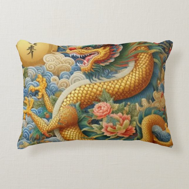 Cojín Decorativo Respire Fire Chinoiserie Dragon Gold (Anverso)