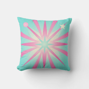 Cojín Decorativo Resplandor Estelar Retro Rosa Menta
