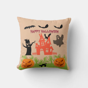 Cojín Decorativo Resplandor Naranja Tánico de Halloween Espeluznant