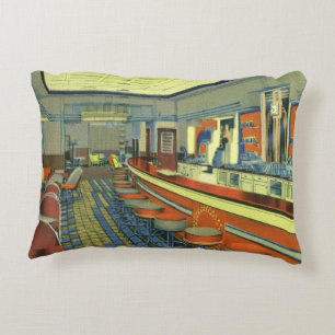 Cojín Decorativo Restaurante Vintage, Interior de Diner Retro al La