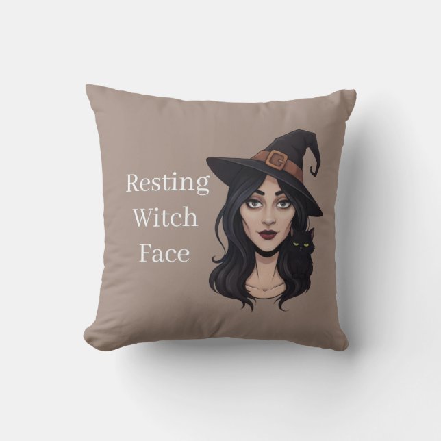Cojín Decorativo Resting Witch Face | Funny Halloween  (Anverso)