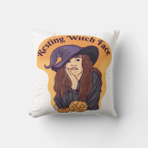 Cojín Decorativo Resting Witch Face Ghost Halloween Groovy