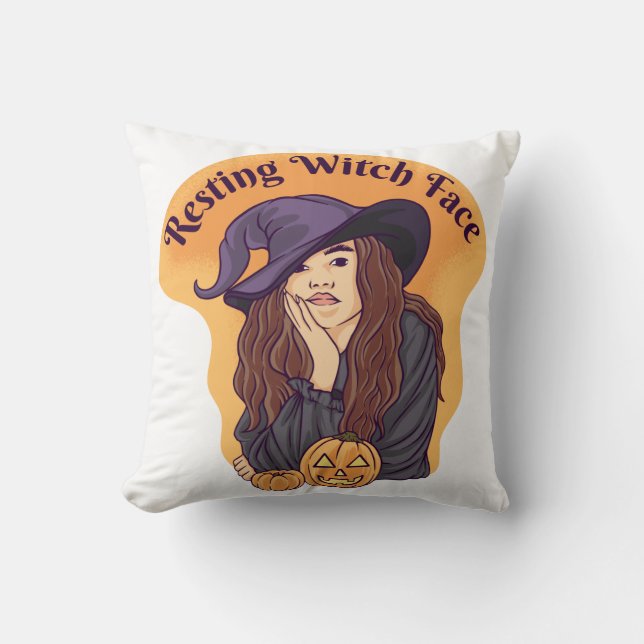 Cojín Decorativo Resting Witch Face Ghost Halloween Groovy (Anverso)