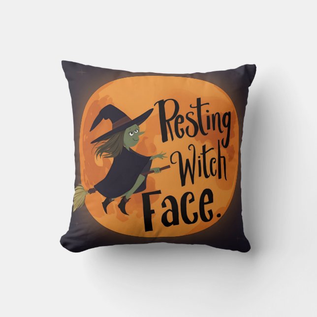 Cojín Decorativo Resting Witch Face Halloween Moon (Anverso)