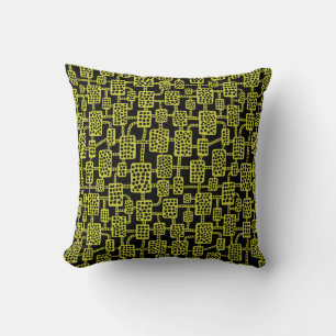 Cojín Decorativo Resumen 041113 - Amarillo bananero en negro