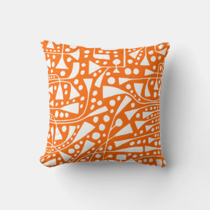 Cojín Decorativo Resumen 120112 - Blanco sobre naranja
