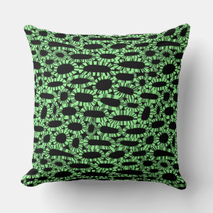 Cojín Decorativo Resumen 250923 - Verde menta sobre negro