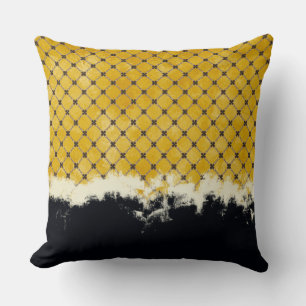 Cojín Decorativo Resumen Amarillo, Gris, Patrón de Bronce