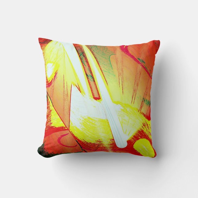 Cojín Decorativo Resumen amarillo rojo moderno (Anverso)