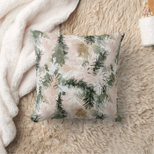Cojín Decorativo Resumen Árboles de Navidad verde rosa