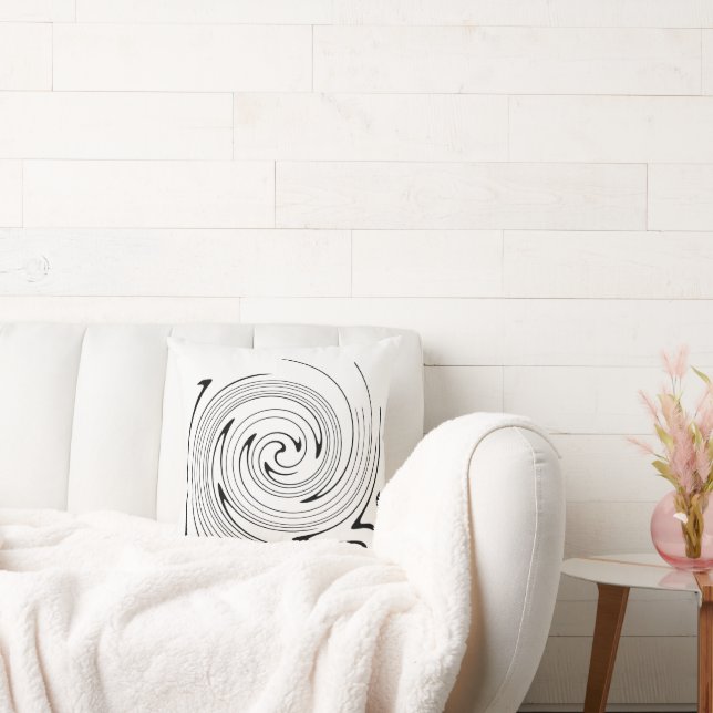 Cojín Decorativo Resumen Art Black White Lines Twirl Minimalismo (Sofá)