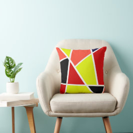 Cojín Decorativo Resumen Art Black Yellow Coral Minimalismo